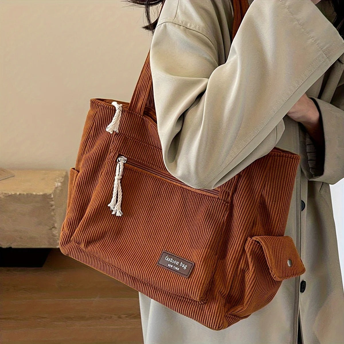 Retro Multi Pockets Handbag For School Work Shopping