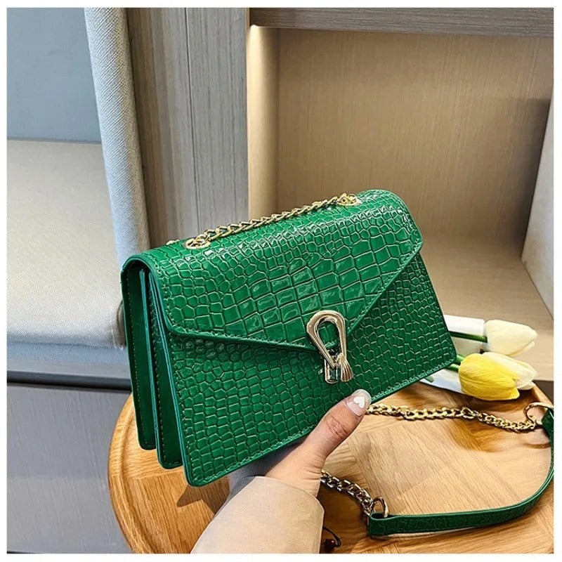 Crocodile Pattern Shoulder Bags For Women Fashion Chains Squre Bag