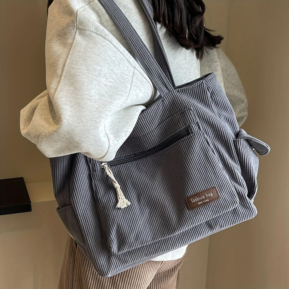 Retro Multi Pockets Handbag For School Work Shopping