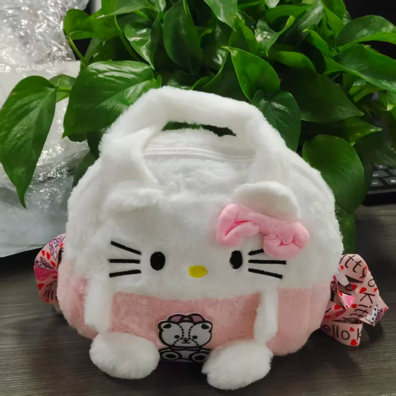 New Hello Kitty Plush Bag Kawaii Cartoon Crossbody Tote Bag Soft