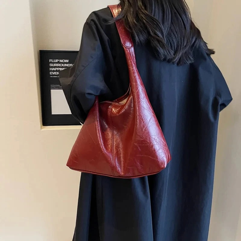 Shoulder Bag Solid Color Simple Casual Commuter Bag Retro Handbags
