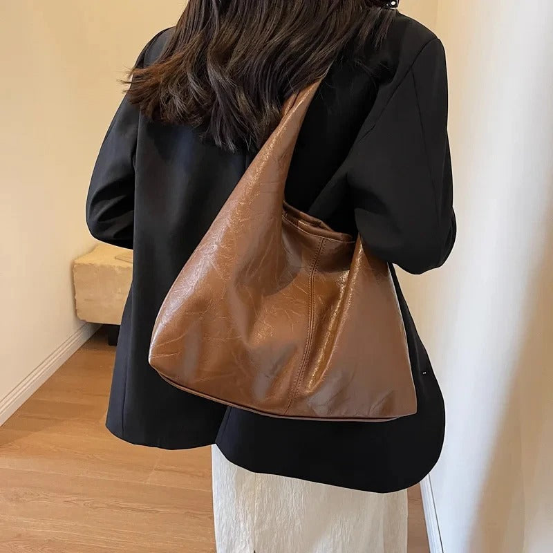 Shoulder Bag Solid Color Simple Casual Commuter Bag Retro Handbags