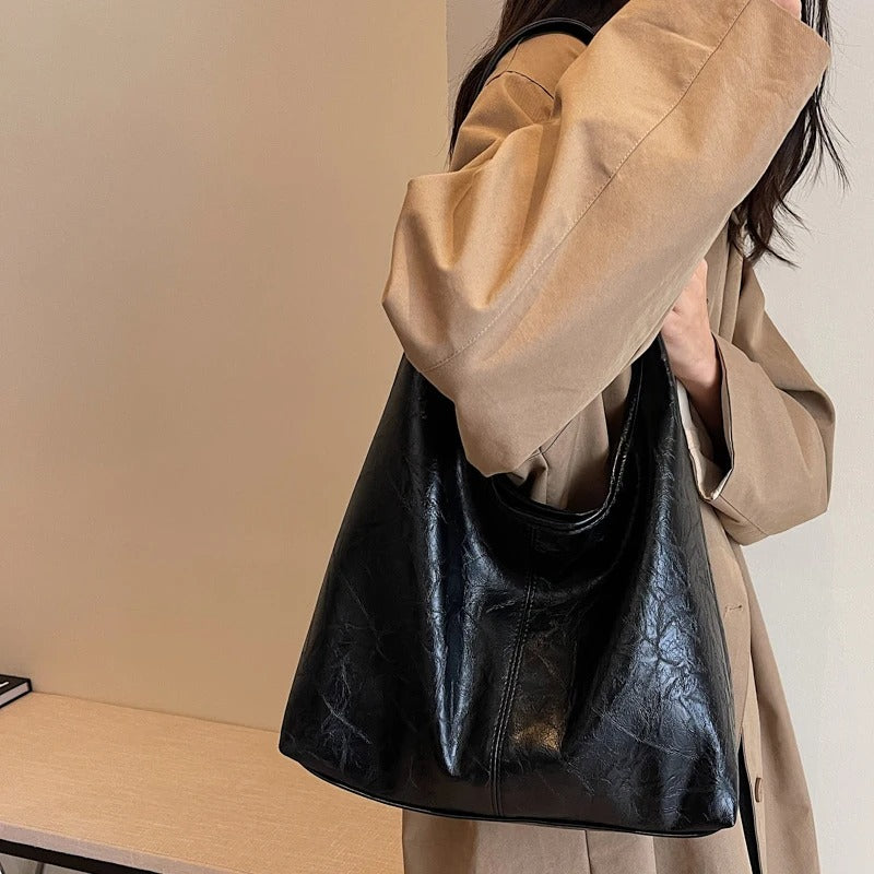 Shoulder Bag Solid Color Simple Casual Commuter Bag Retro Handbags