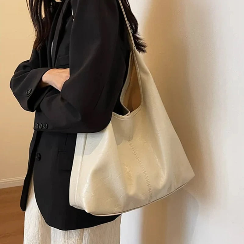 Shoulder Bag Solid Color Simple Casual Commuter Bag Retro Handbags