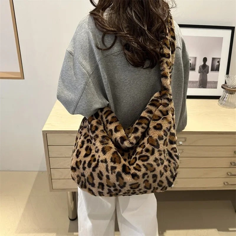 Soft Plush Shoulder Bags Female Large Capacity Travel Bag Winter Warm