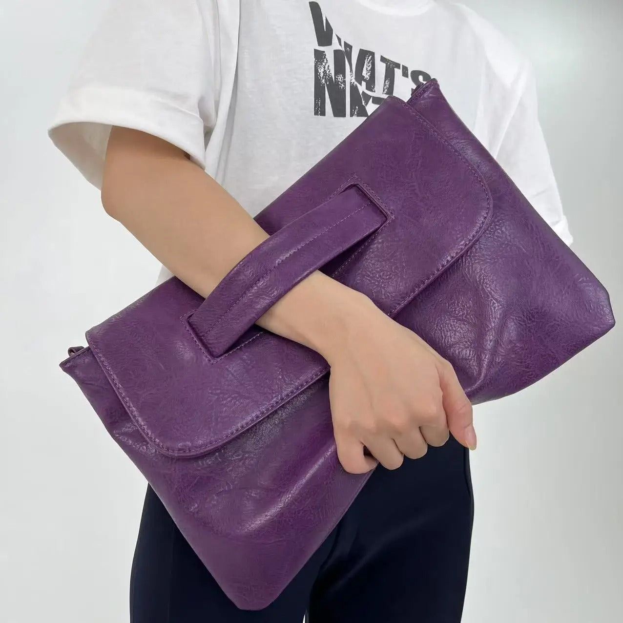Fashion Business High Capacity Glove Bag Soft Leather Document Storage