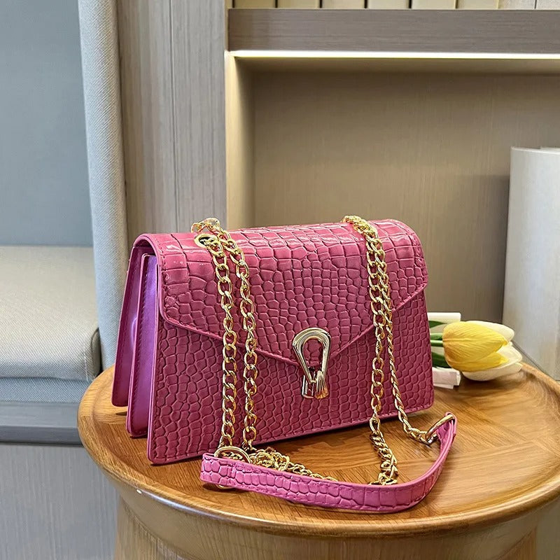 Crocodile Pattern Shoulder Bags For Women Fashion Chains Squre Bag