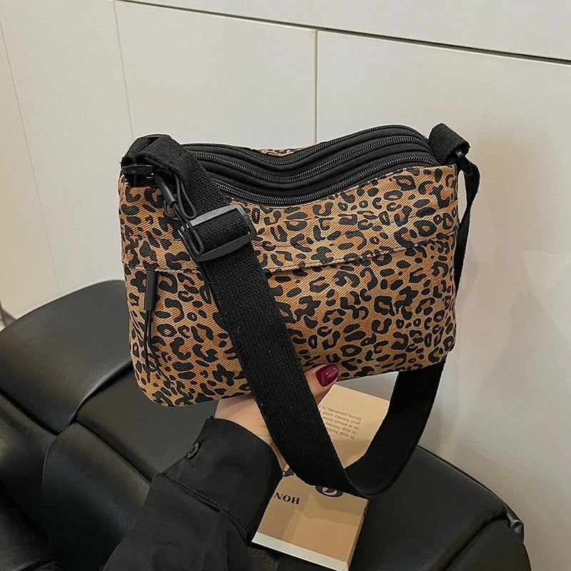 Retro Leopard Print Autumn and Winter New Large Capacity Commuter