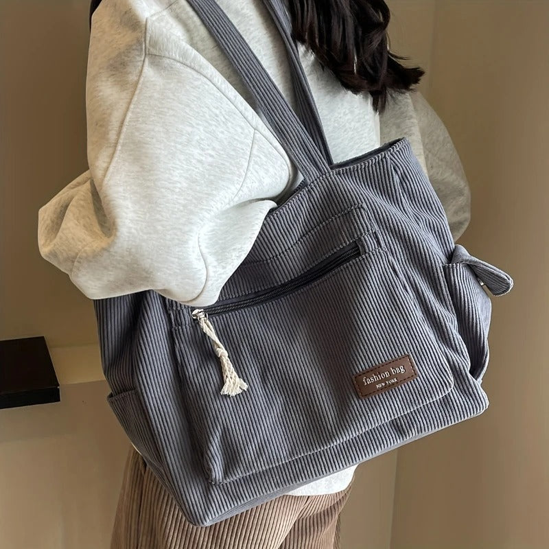 Retro Multi Pockets Handbag For School Work Shopping