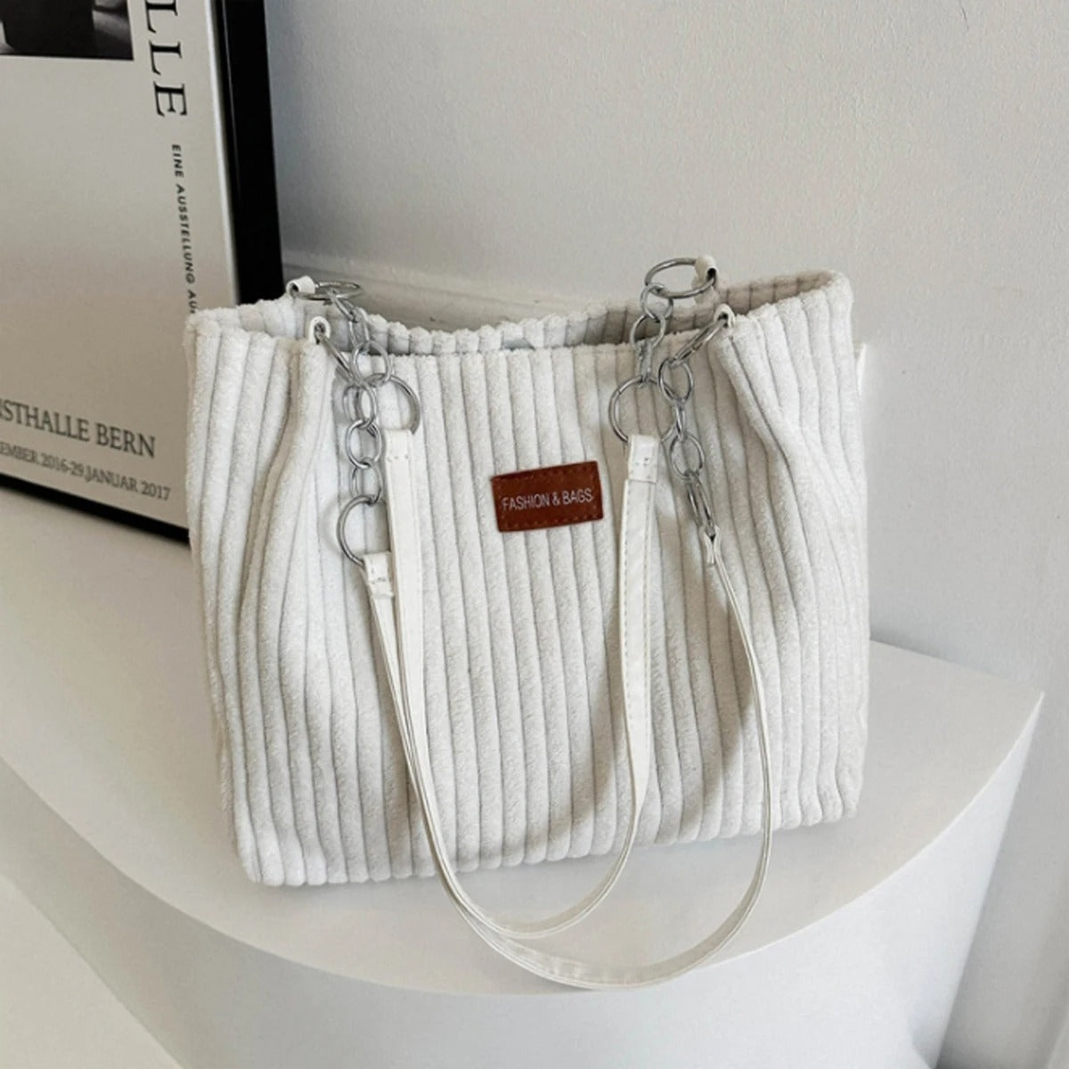 Simple solid color velvet bag women's bag high texture chain shoulder