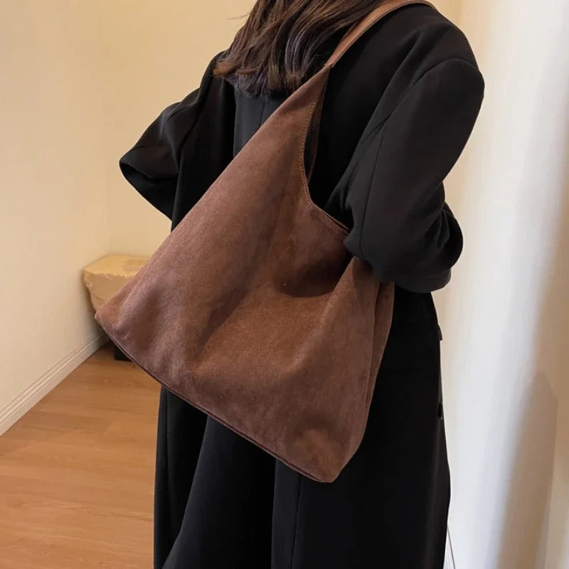 Shoulder Bag Solid Color Simple Casual Commuter Bag Retro Handbags
