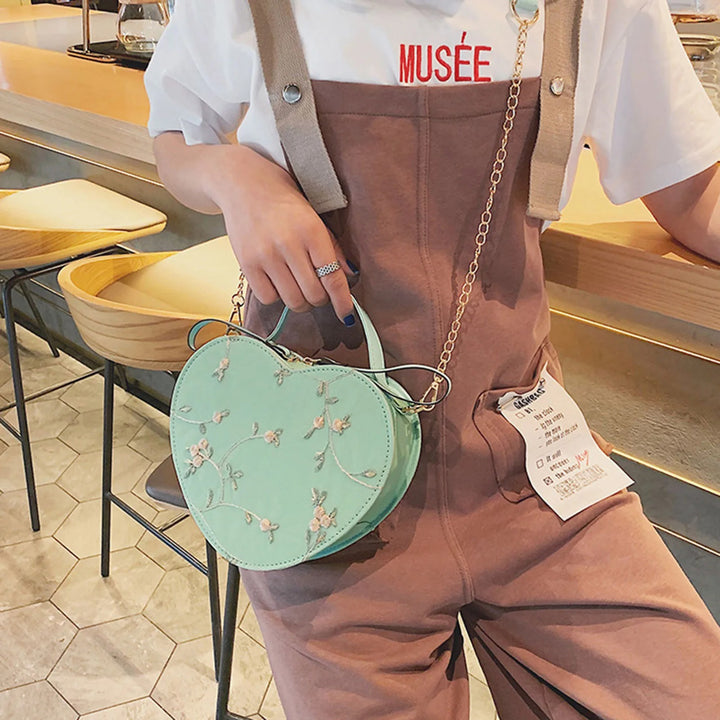 Womens Lace Heart Crossbody Bag PU Leather Shoulder Purse