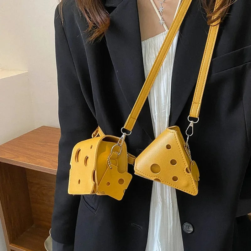 Women's PU Leather Bags Triangle and Square Cheese Shaped Handbags