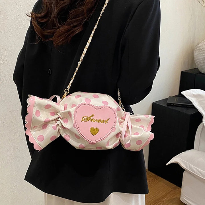 Sweet Pu Leather Shoulder Bag Love Heart Harajuku-style Sugar Shaped Chain Bag