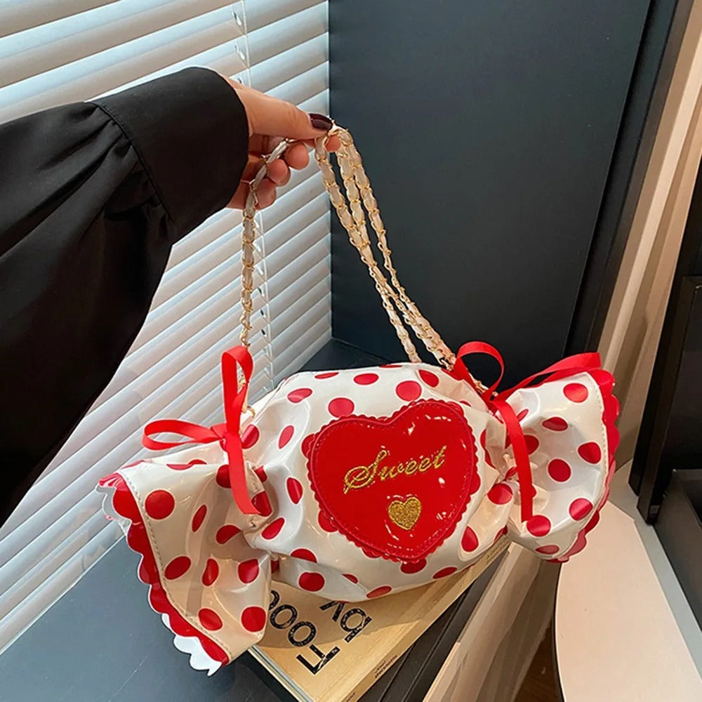 Sweet Pu Leather Shoulder Bag Love Heart Harajuku-style Sugar Shaped Chain Bag