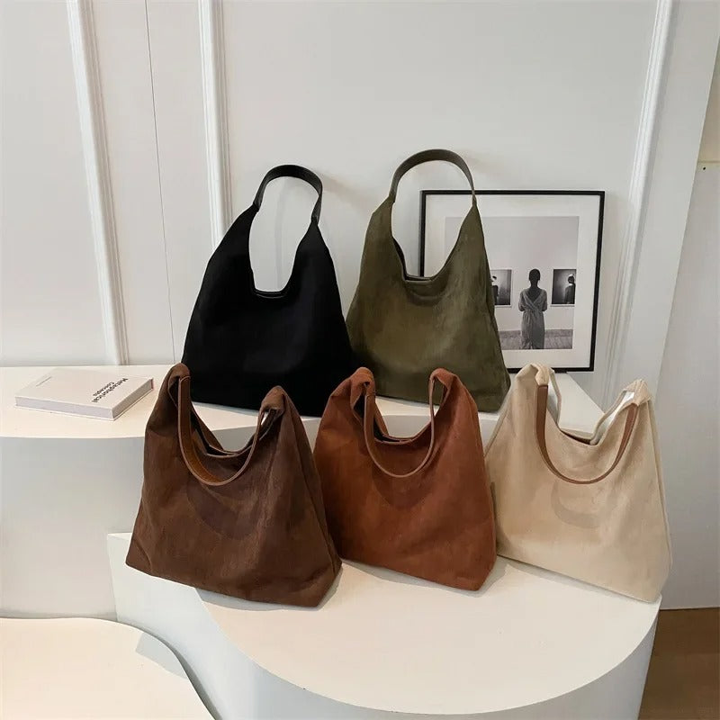 Shoulder Bag Solid Color Simple Casual Commuter Bag Retro Handbags