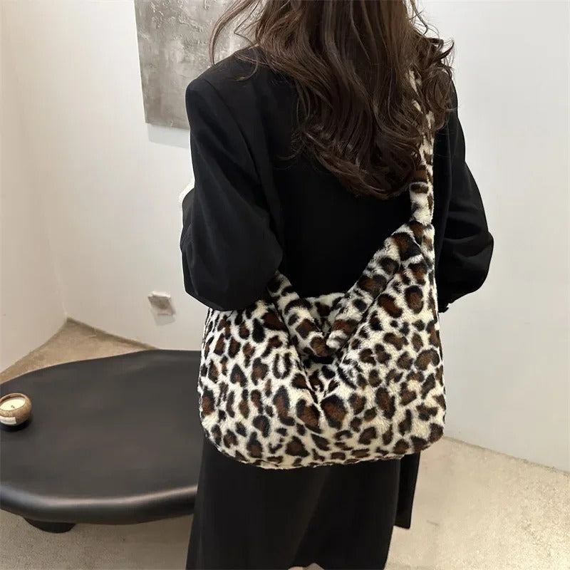 Soft Plush Shoulder Bags Female Large Capacity Travel Bag Winter Warm
