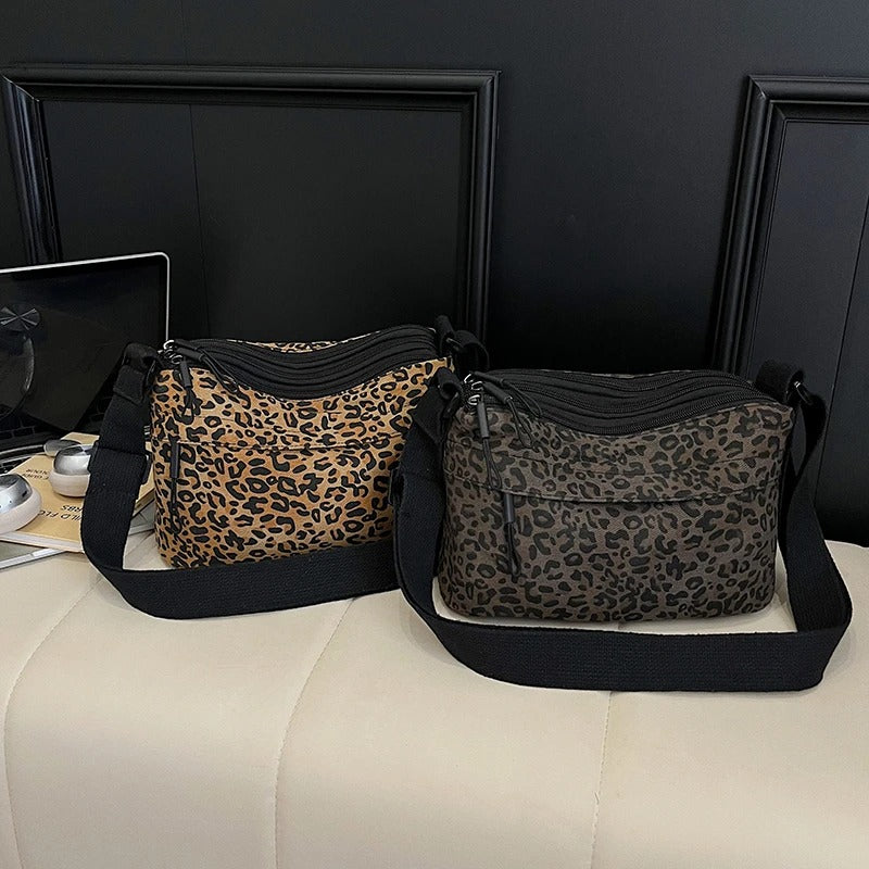 Retro Leopard Print Autumn and Winter New Large Capacity Commuter