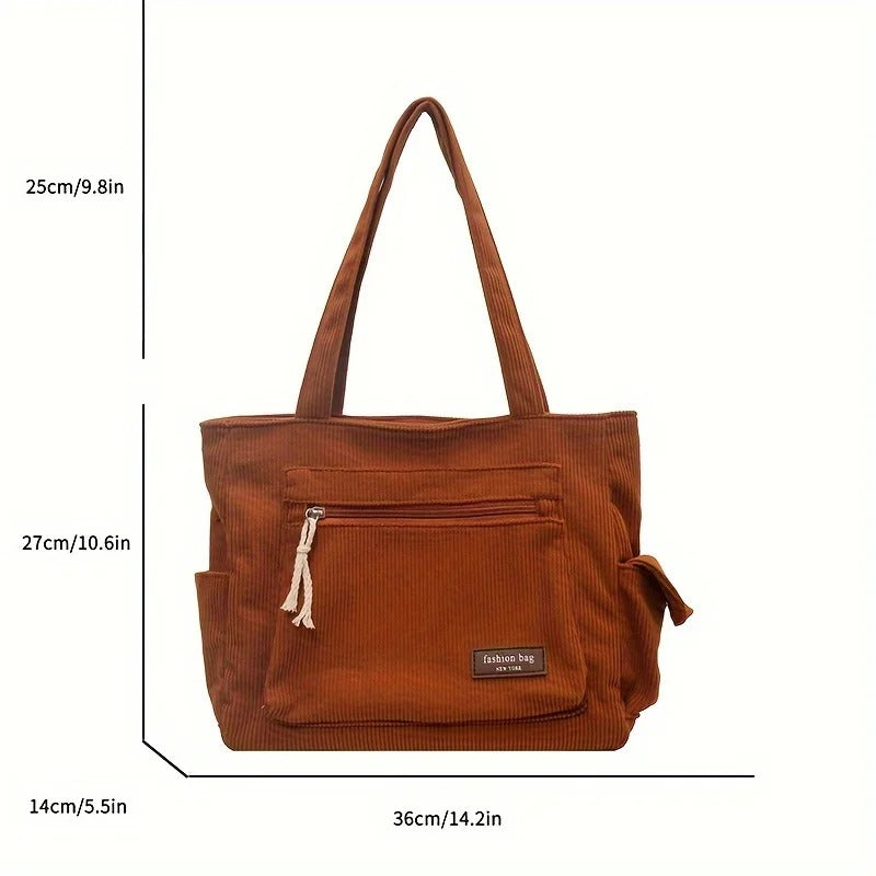 Retro Multi Pockets Handbag For School Work Shopping
