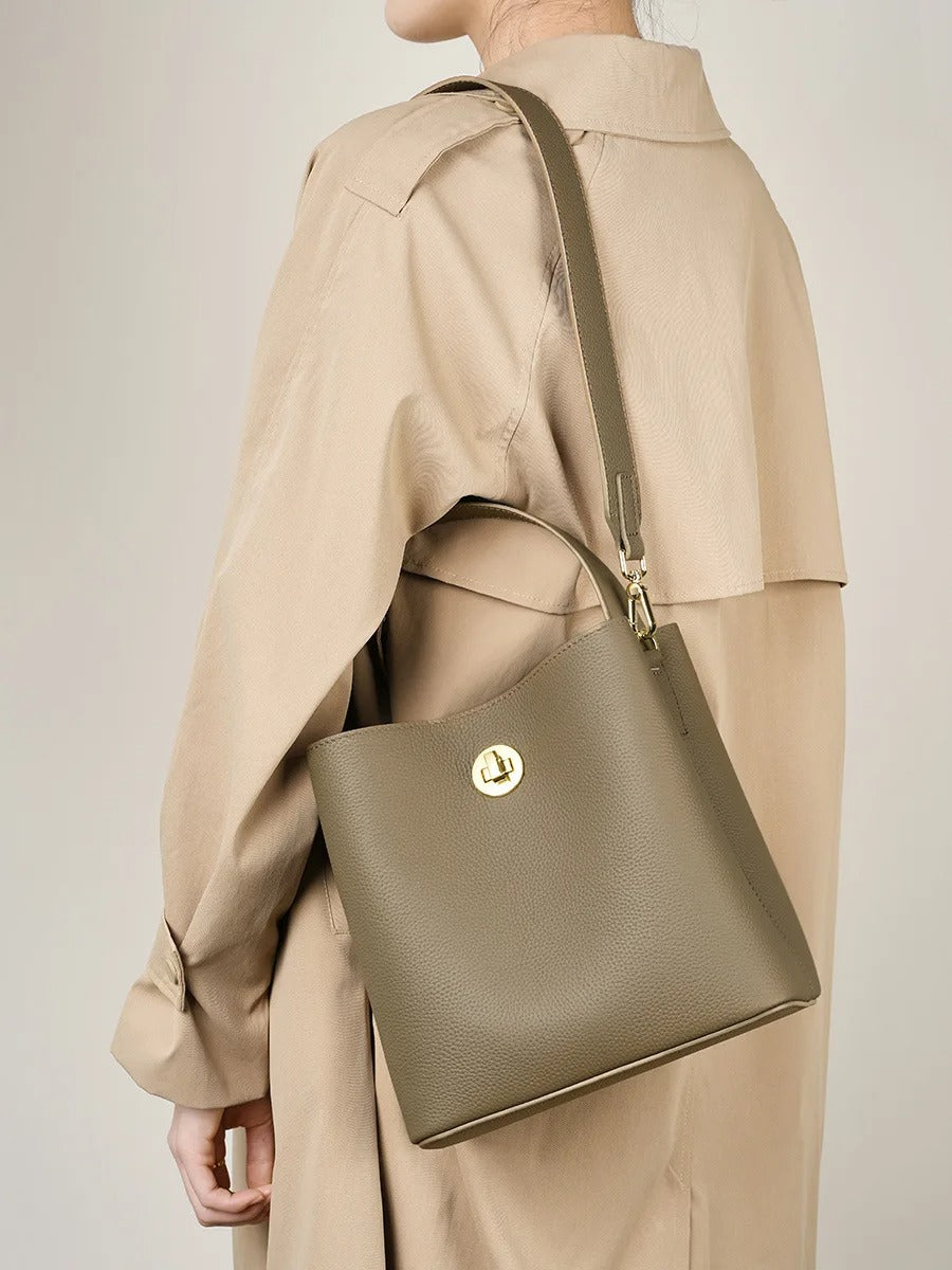 Autumn/Winter New Bucket Real leather women's bag single shoulder crossbody bag