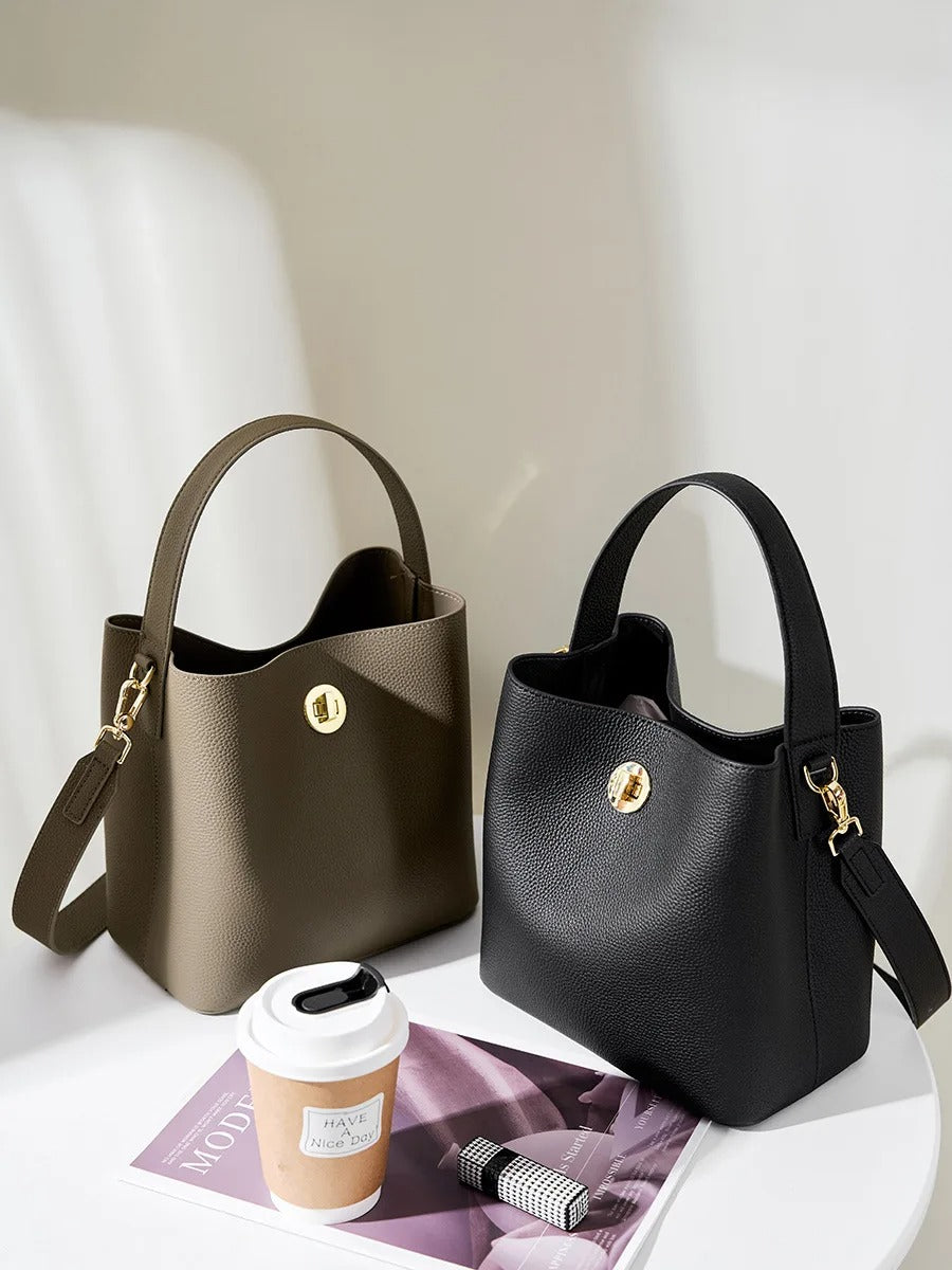 Autumn/Winter New Bucket Real leather women's bag single shoulder crossbody bag