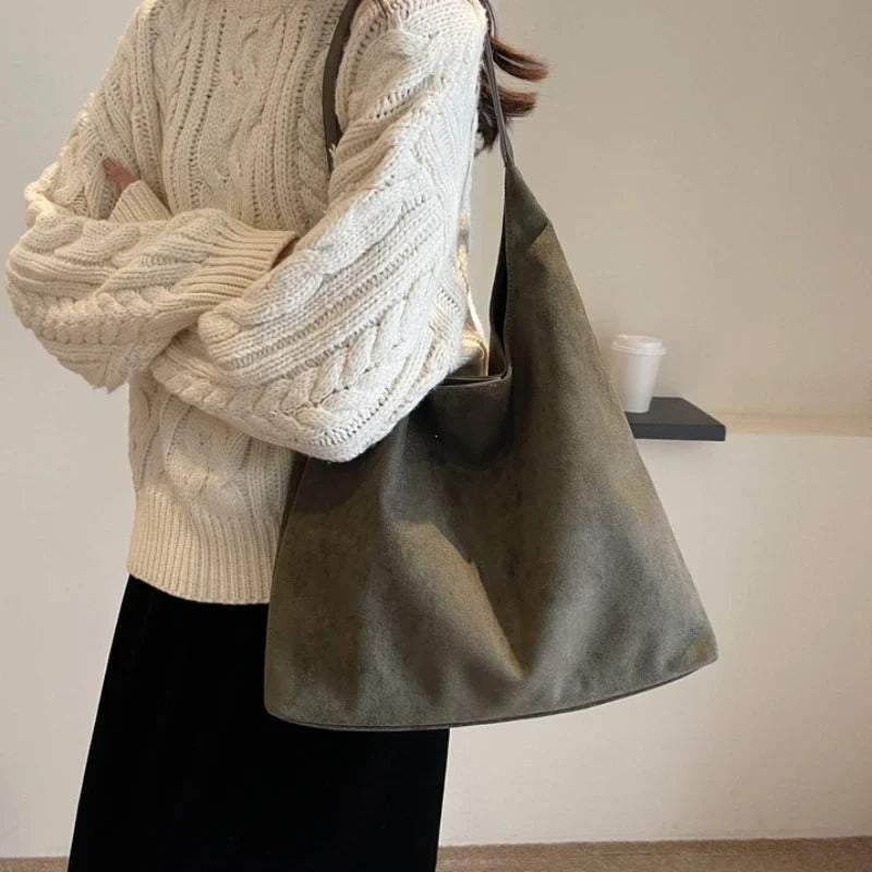 Shoulder Bag Solid Color Simple Casual Commuter Bag Retro Handbags