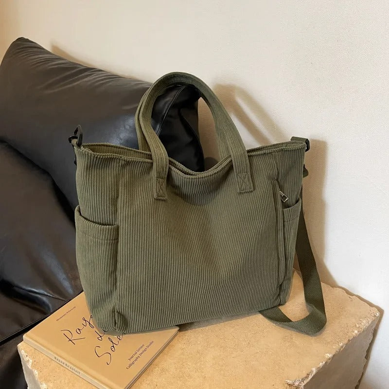Corduroy Square BagUnisex Large Capacity Leisure Portable Crossbody Bag