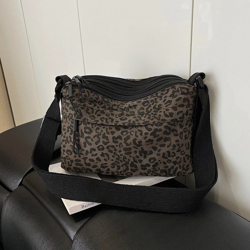 Retro Leopard Print Autumn and Winter New Large Capacity Commuter