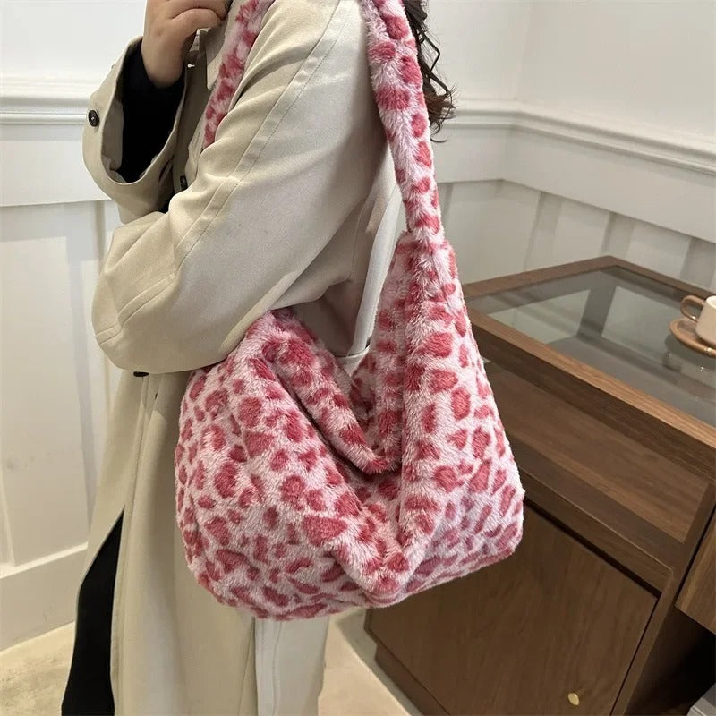 Soft Plush Shoulder Bags Female Large Capacity Travel Bag Winter Warm