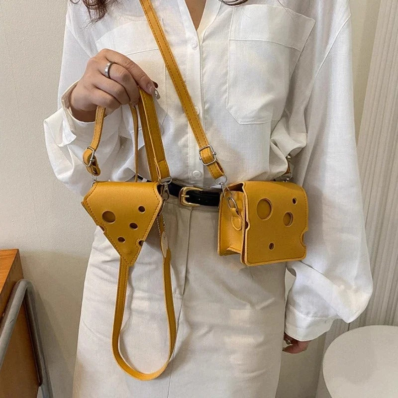 Women's PU Leather Bags Triangle and Square Cheese Shaped Handbags