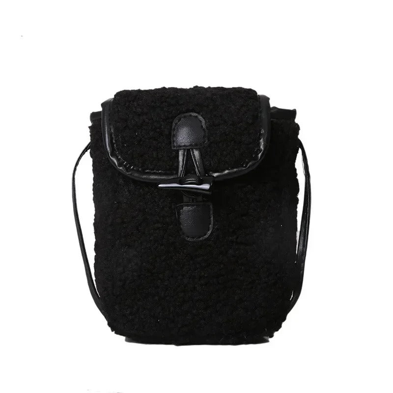 Lambswool Phone-bag Women Faux Fur Bags Tender Sweet Lovely Cross