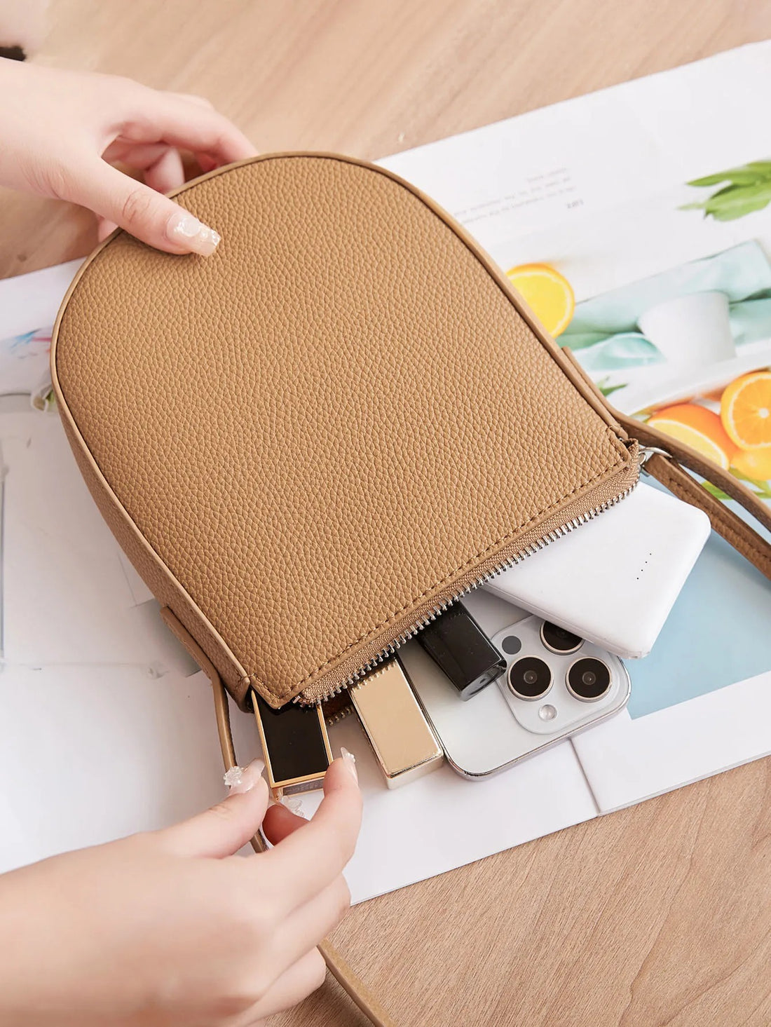 Three-dimensional zipper single shoulder bagPUleather phone bag