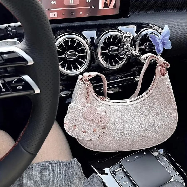 New Sanrio Pink Cute Hello Kitty Armpit Bag, Cartoon Girl Fashion