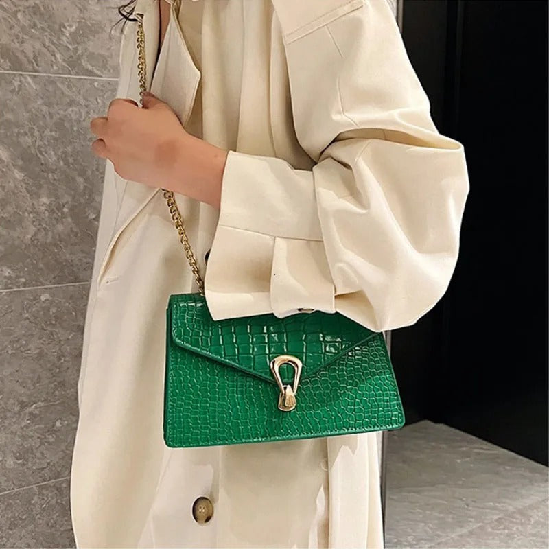 Crocodile Pattern Shoulder Bags For Women Fashion Chains Squre Bag
