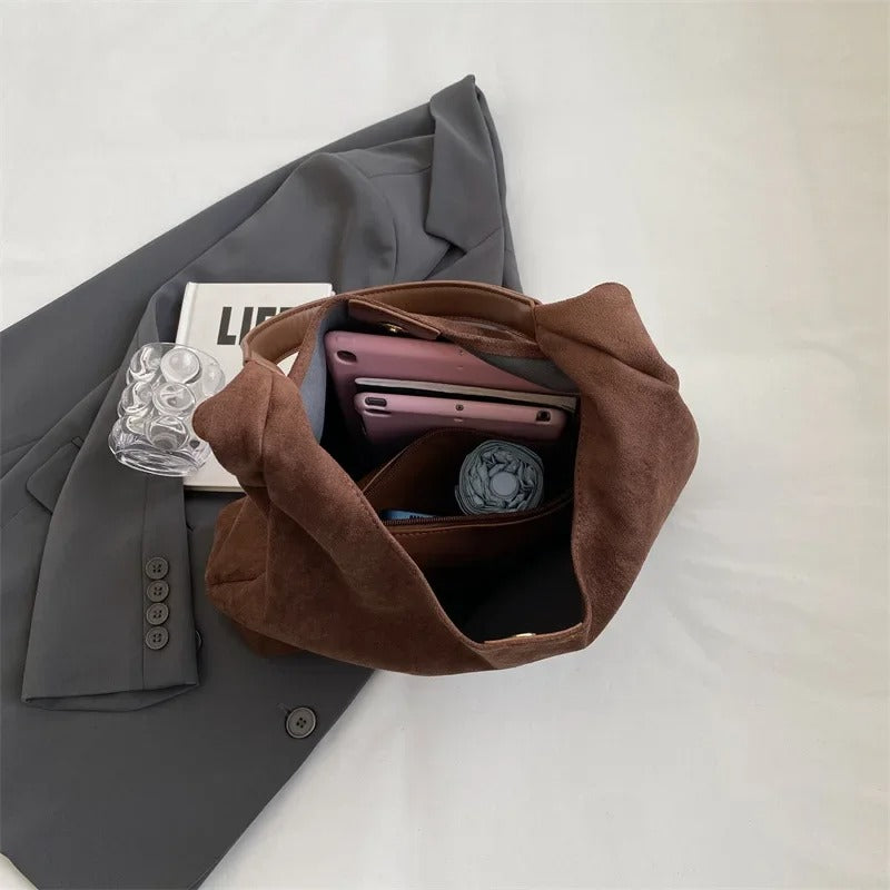 Shoulder Bag Solid Color Simple Casual Commuter Bag Retro Handbags