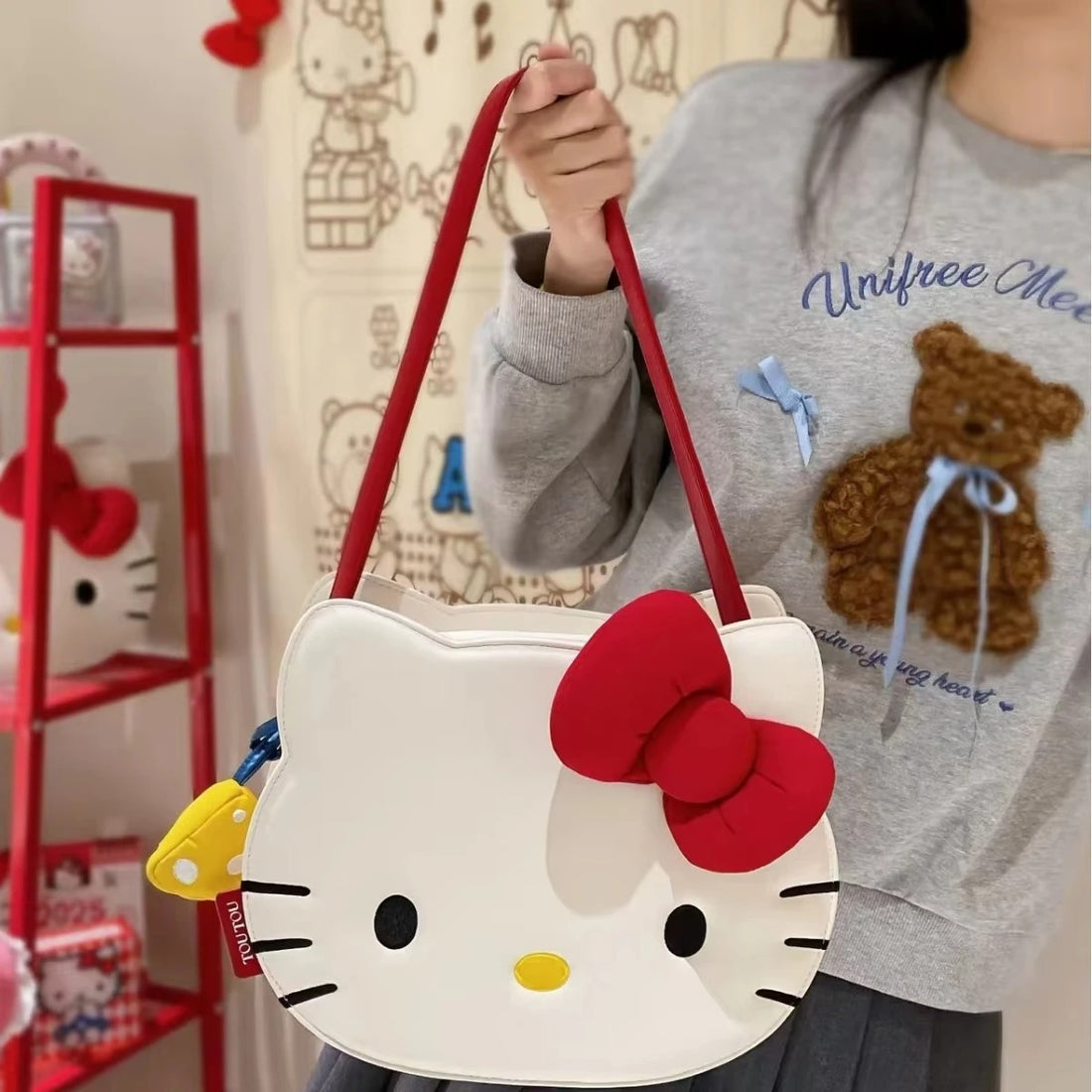 Anime Hello Kitty Kawaii Shoulder Bag Sanrio Storage Travel Messenger