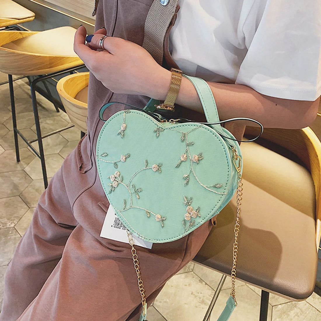 Womens Lace Heart Crossbody Bag PU Leather Shoulder Purse