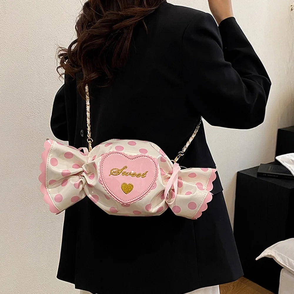Sweet Pu Leather Shoulder Bag Love Heart Harajuku-style Sugar Shaped Chain Bag