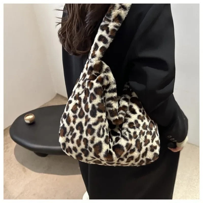 Soft Plush Shoulder Bags Female Large Capacity Travel Bag Winter Warm