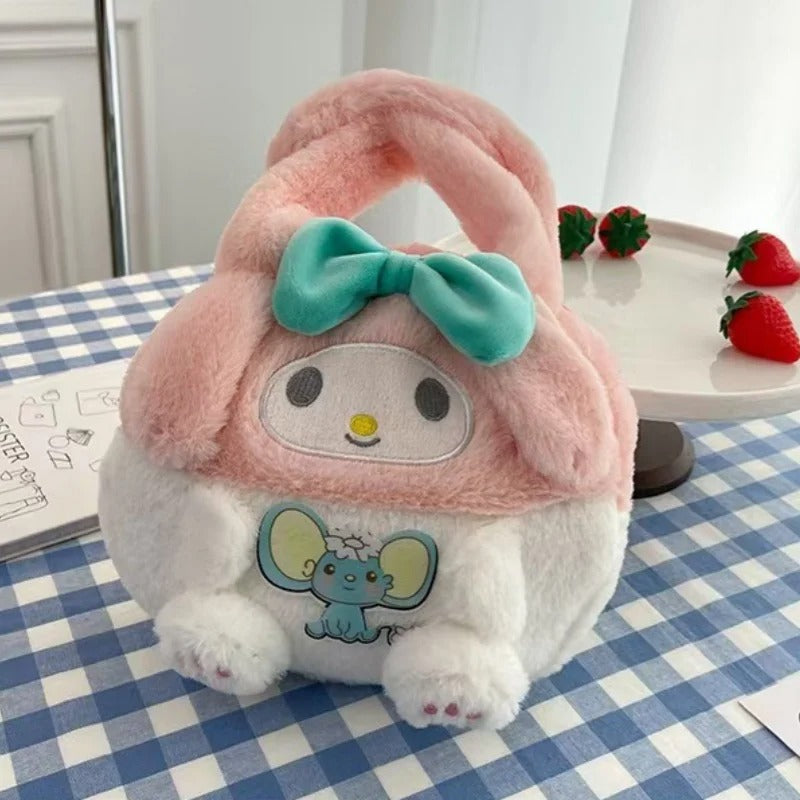New Hello Kitty Plush Bag Kawaii Cartoon Crossbody Tote Bag Soft