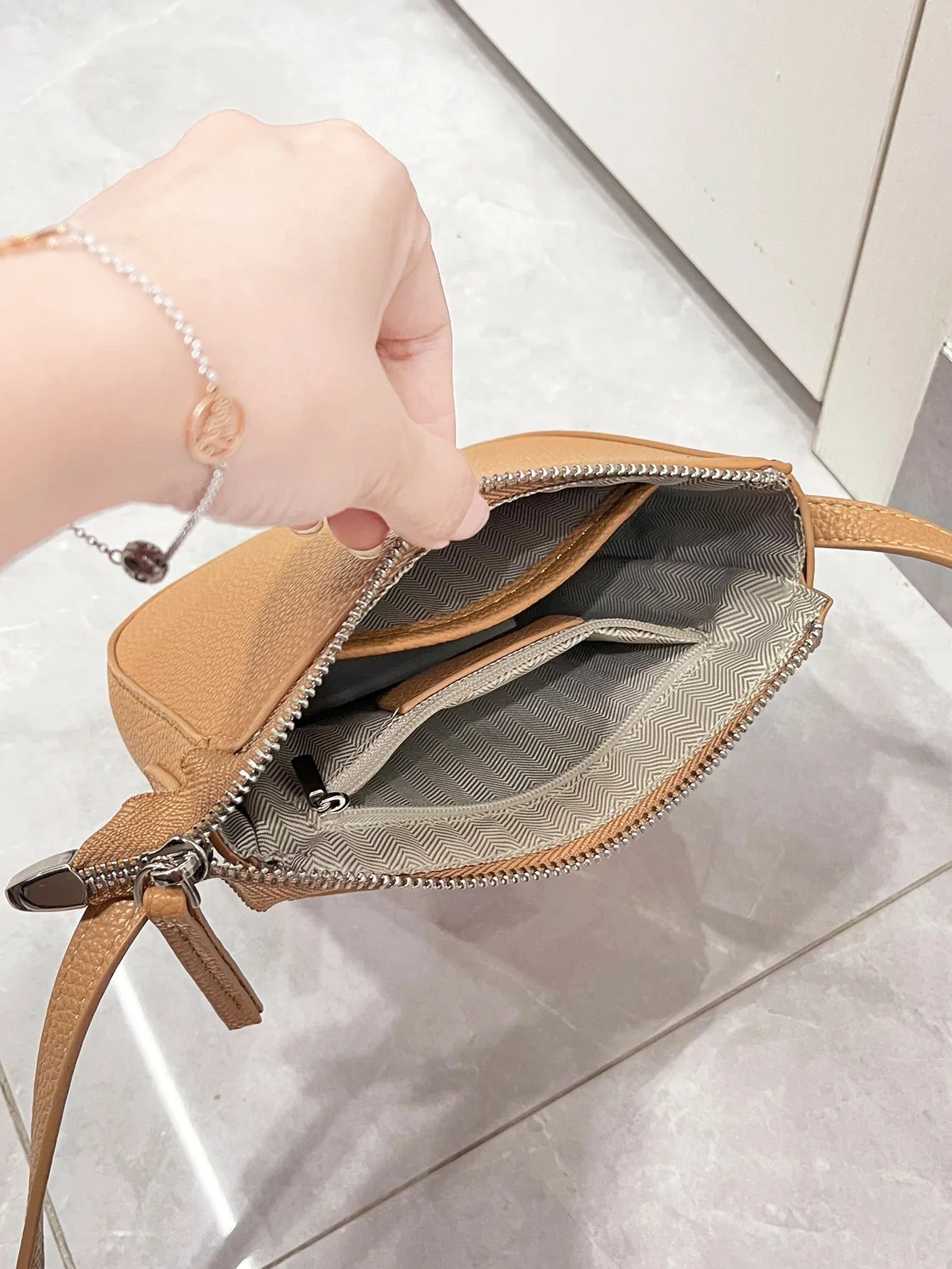 Three-dimensional zipper single shoulder bagPUleather phone bag