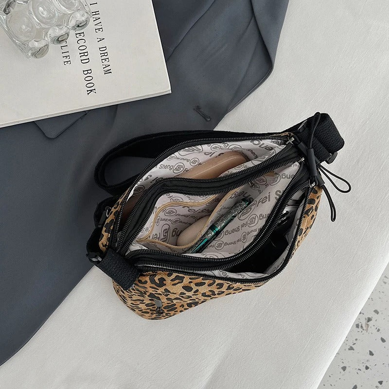 Retro Leopard Print Autumn and Winter New Large Capacity Commuter