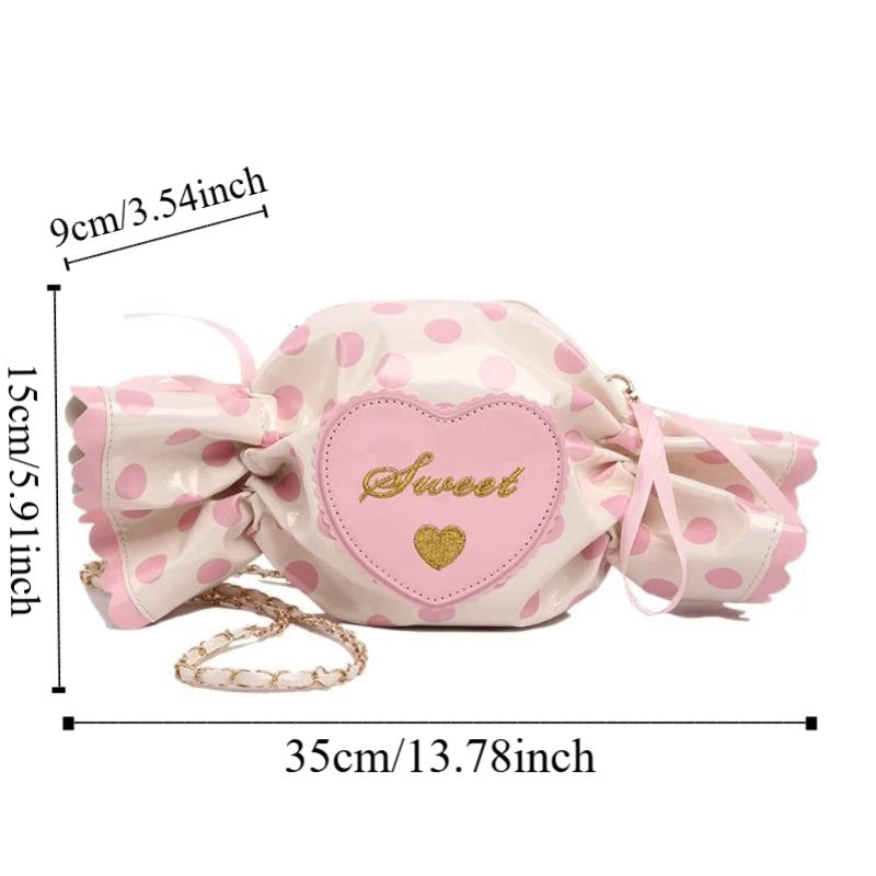 Sweet Pu Leather Shoulder Bag Love Heart Harajuku-style Sugar Shaped Chain Bag