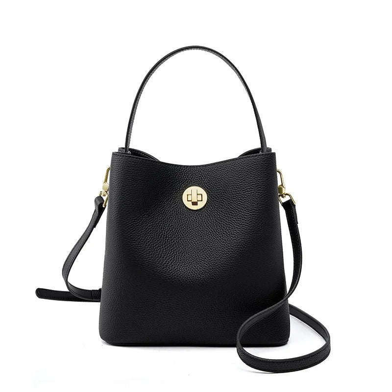 Autumn/Winter New Bucket Real leather women's bag single shoulder crossbody bag