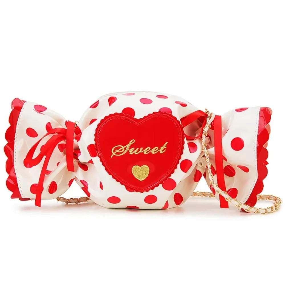 Sweet Pu Leather Shoulder Bag Love Heart Harajuku-style Sugar Shaped Chain Bag
