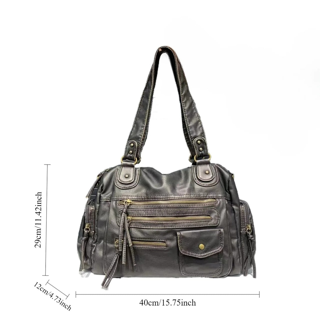 Single Shoulder Crossbody Bag Vintage Washed Leather Motorcycle Bag
