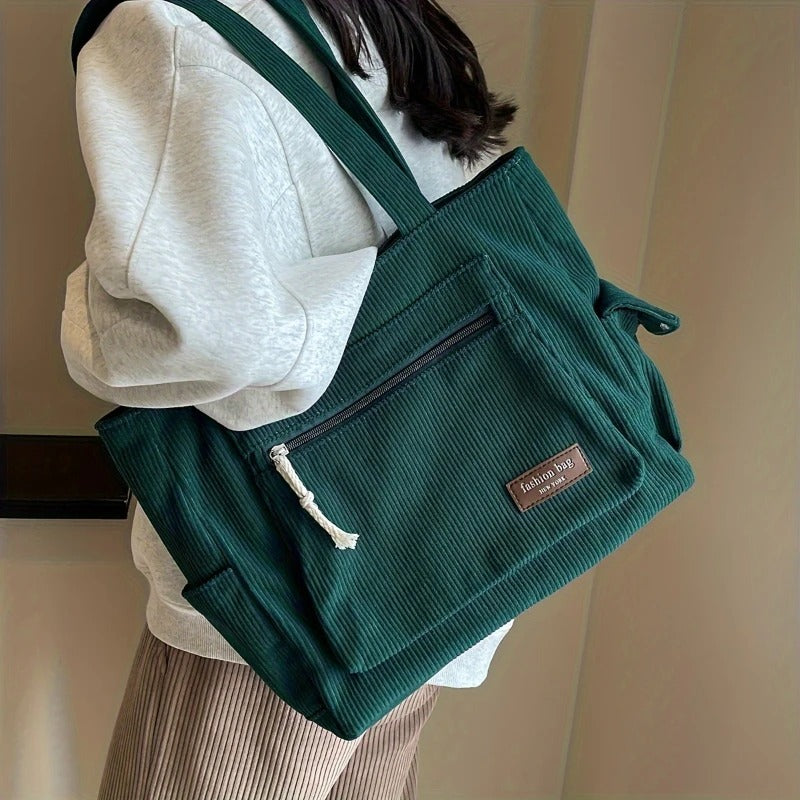 Retro Multi Pockets Handbag For School Work Shopping