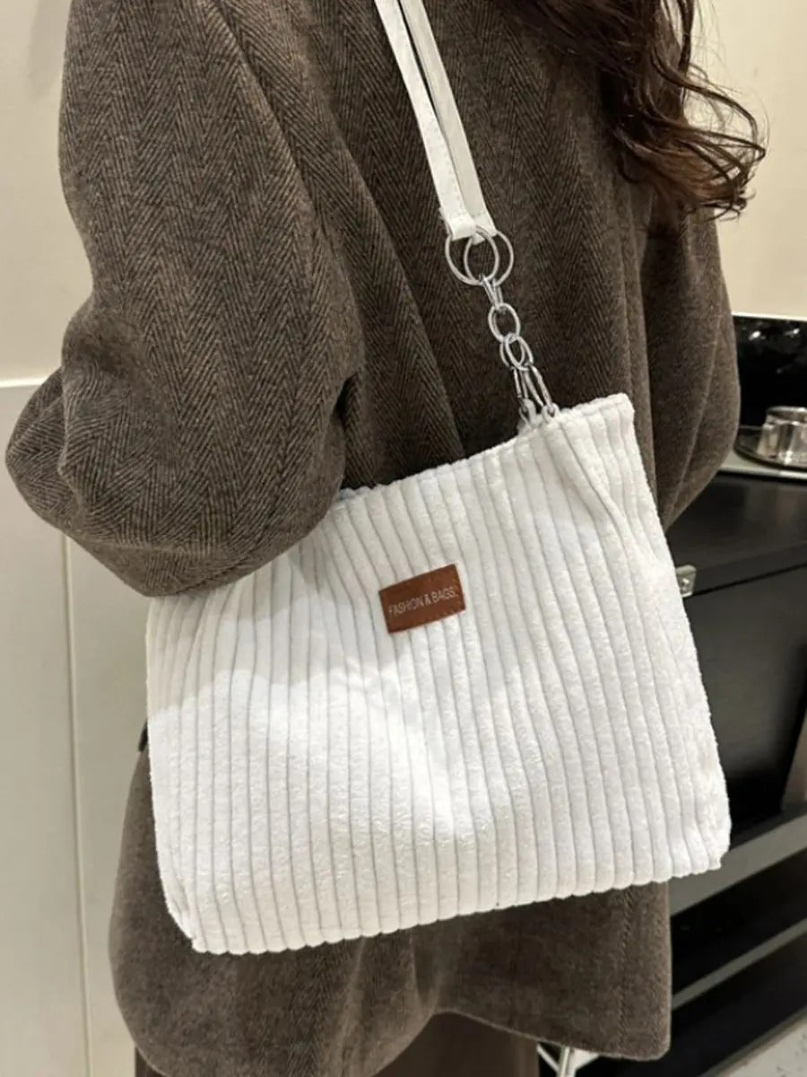 Simple solid color velvet bag women's bag high texture chain shoulder