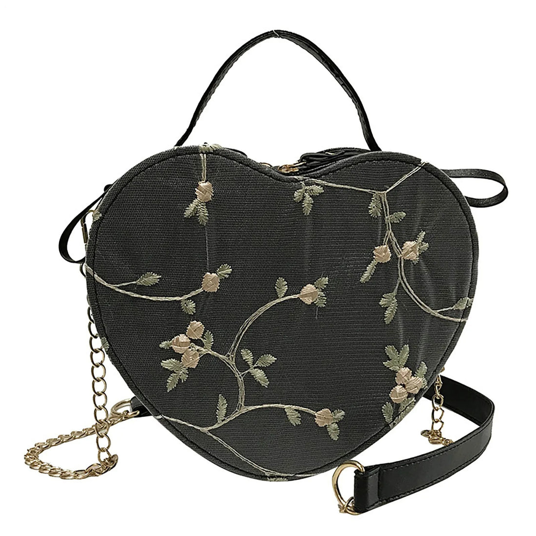 Womens Lace Heart Crossbody Bag PU Leather Shoulder Purse