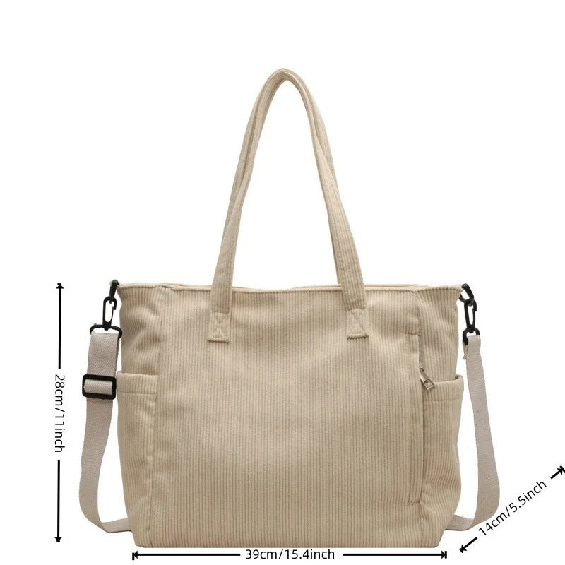 Corduroy Square BagUnisex Large Capacity Leisure Portable Crossbody Bag